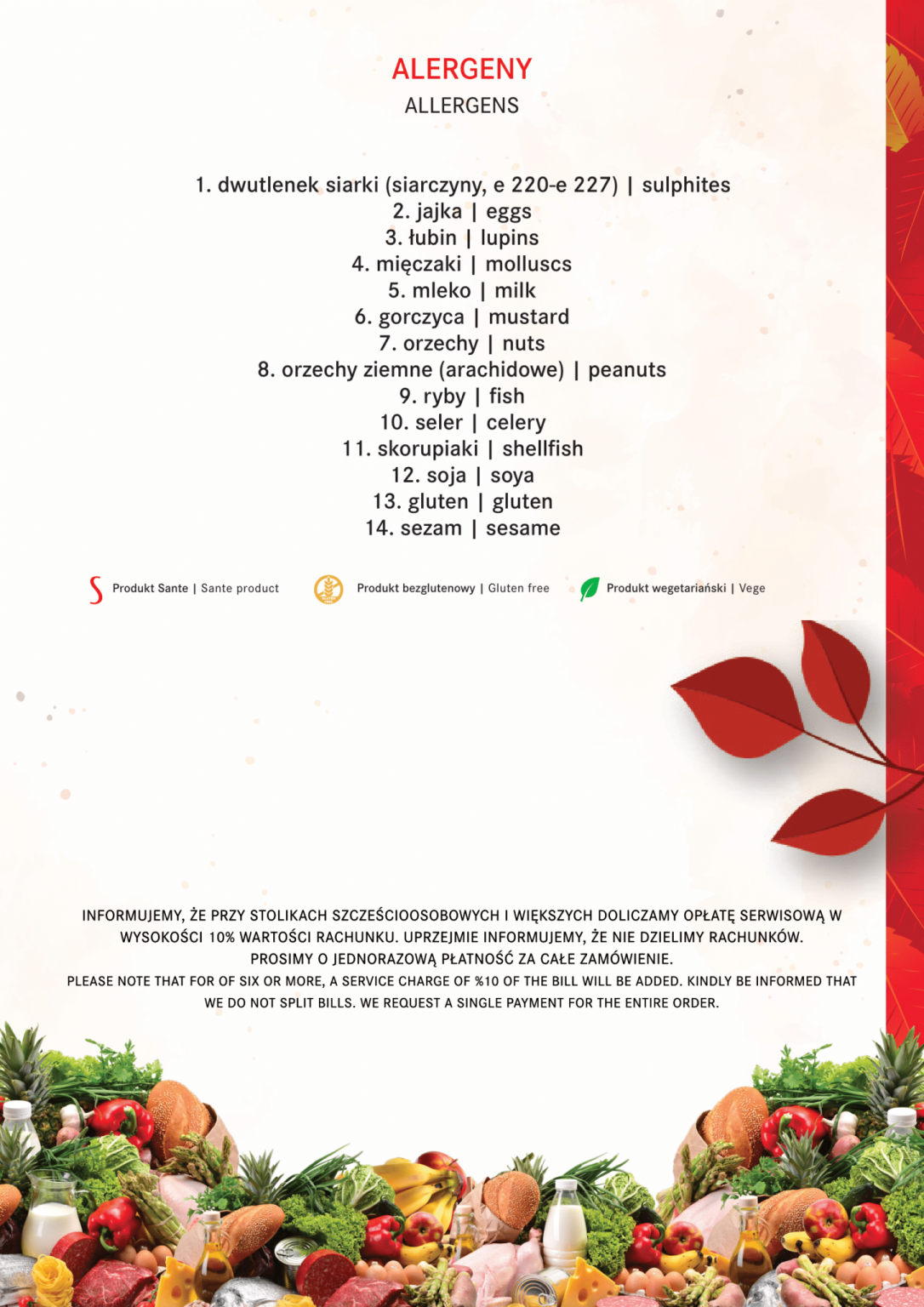 Menu - Restauracja Sante