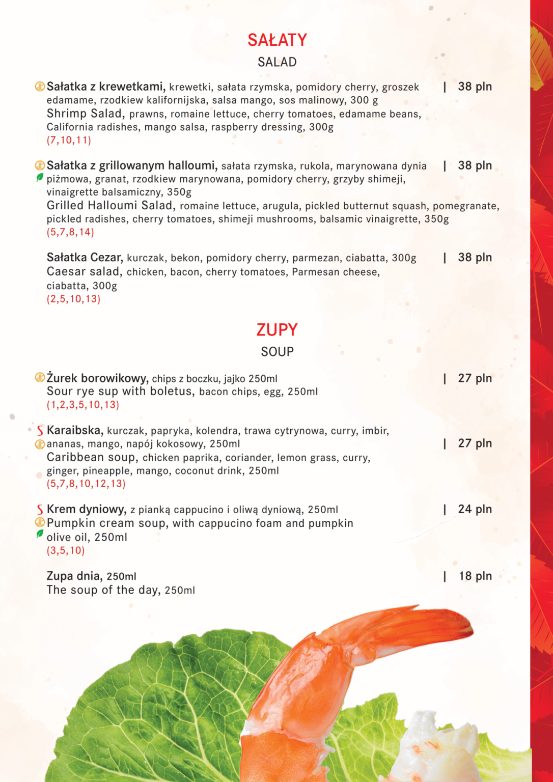 Menu - Restauracja Sante