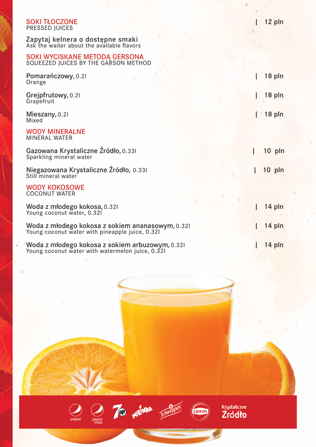 Menu - Restauracja Sante