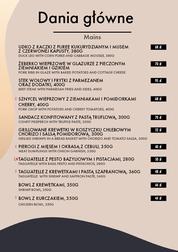 Menu - Restauracja Sante