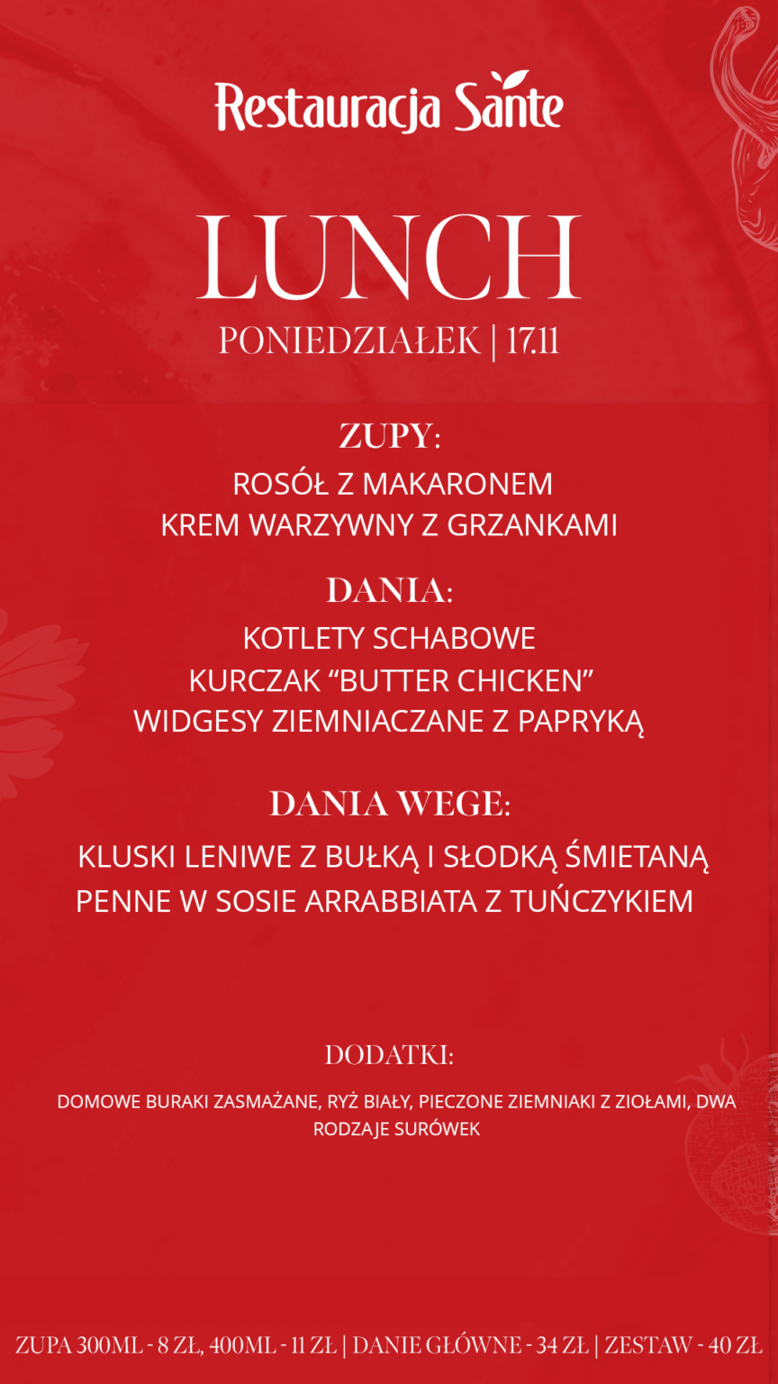 Menu - Restauracja Sante