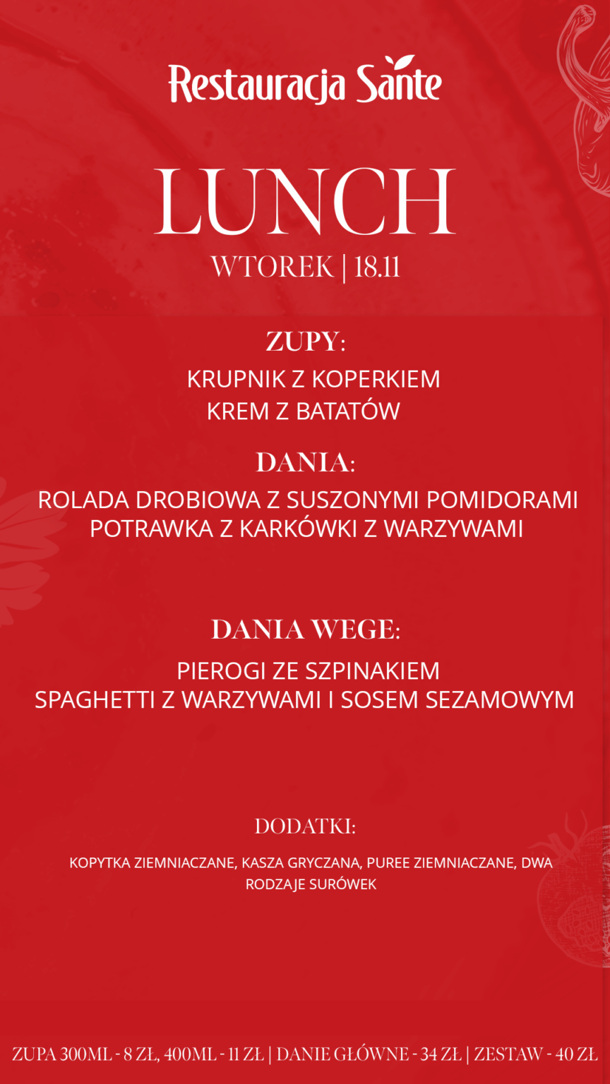 Menu - Restauracja Sante