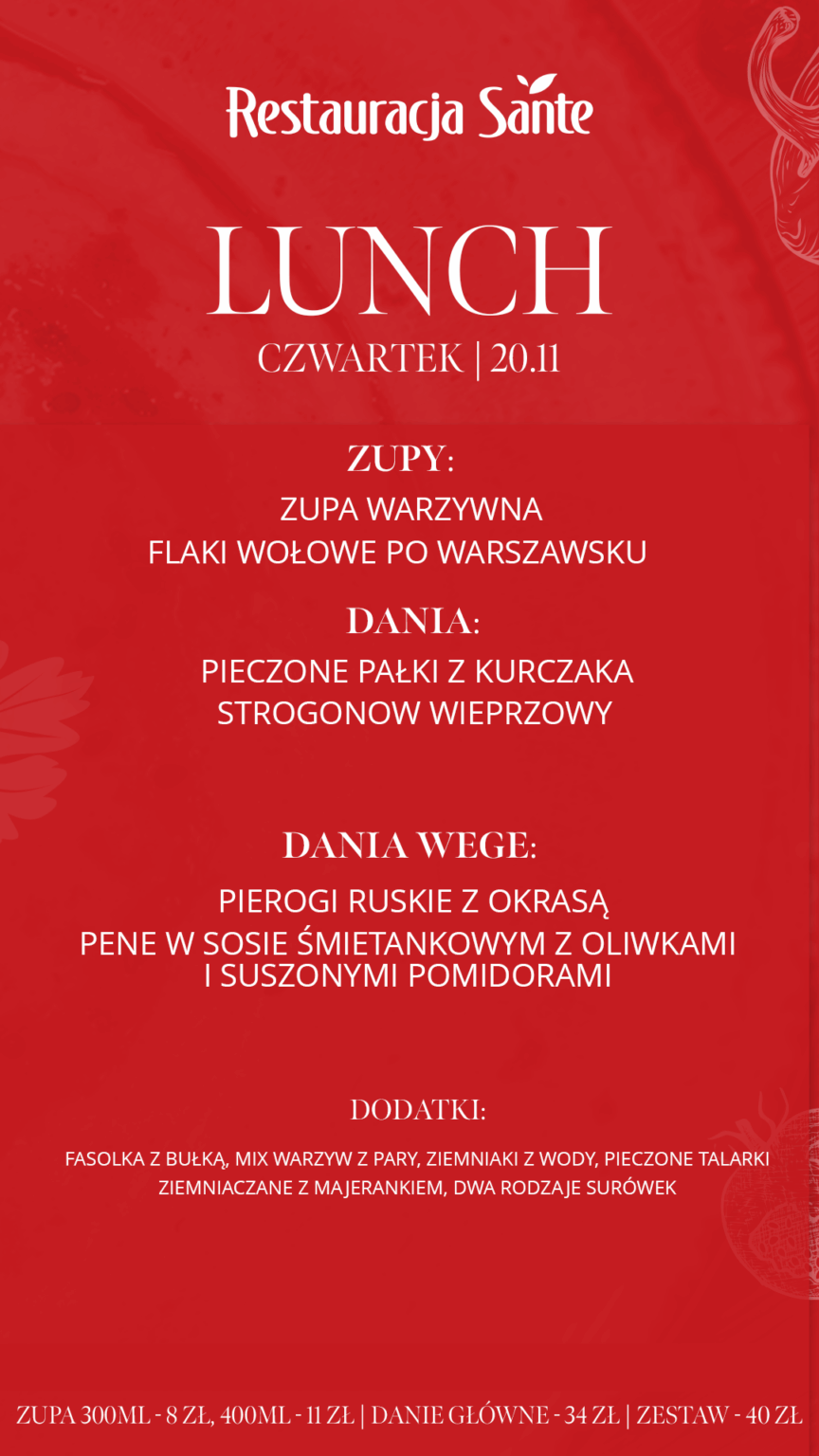 Menu - Restauracja Sante