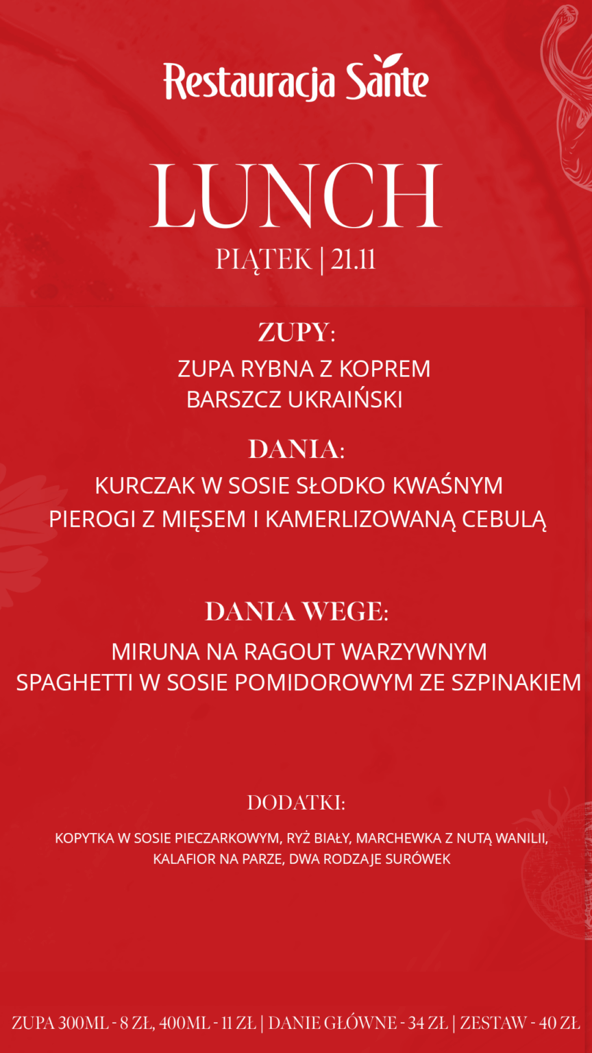 Menu - Restauracja Sante