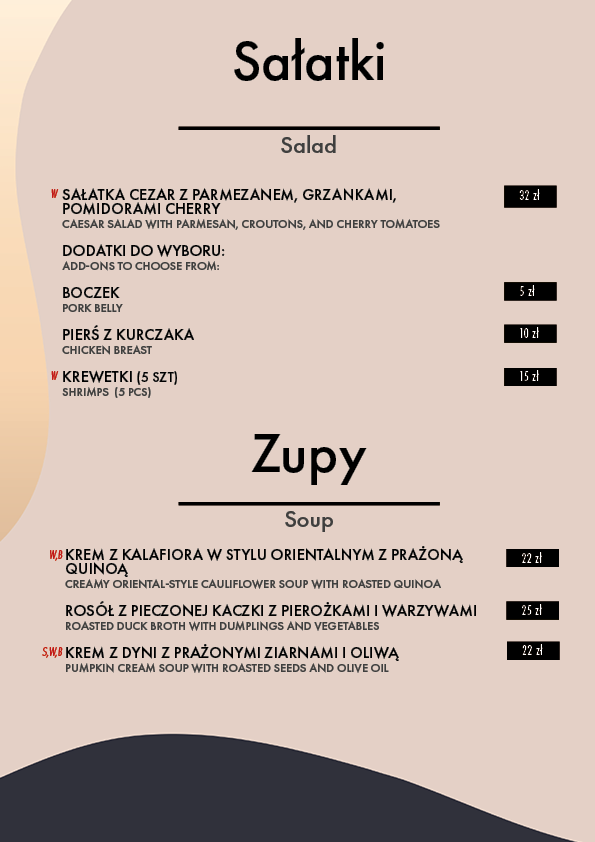 Menu - Restauracja Sante