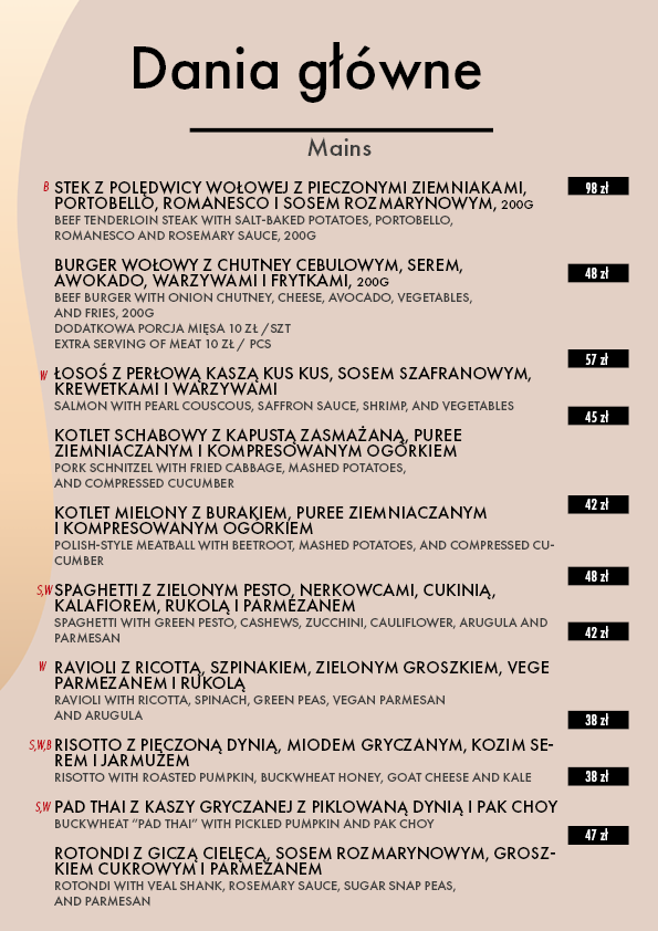 Menu - Restauracja Sante