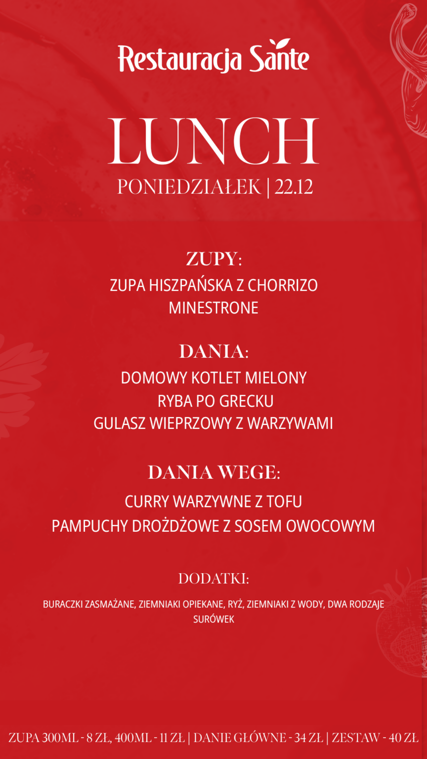Menu - Restauracja Sante