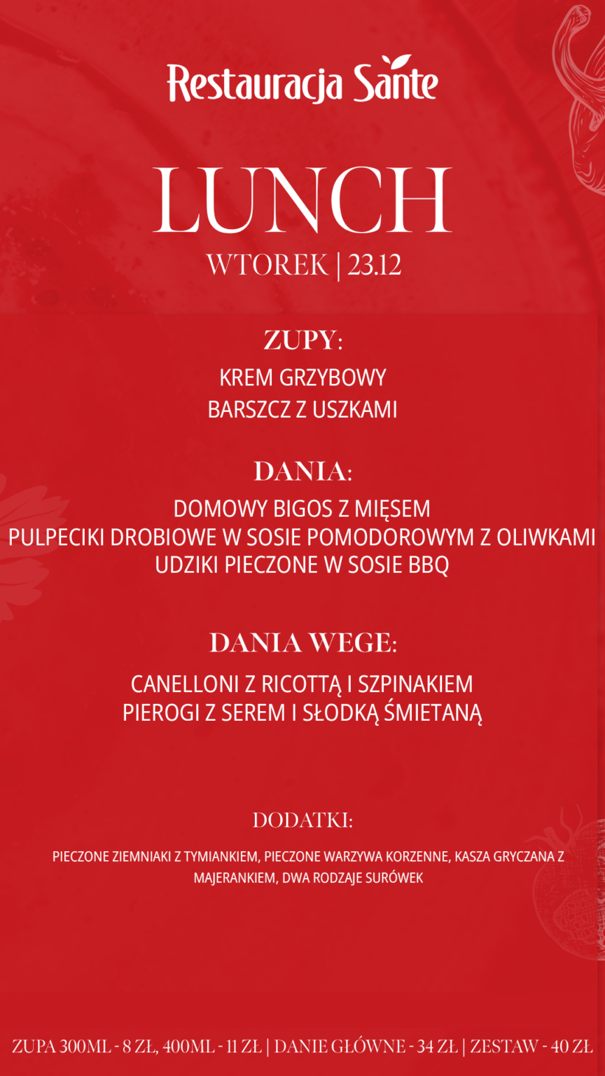 Menu - Restauracja Sante