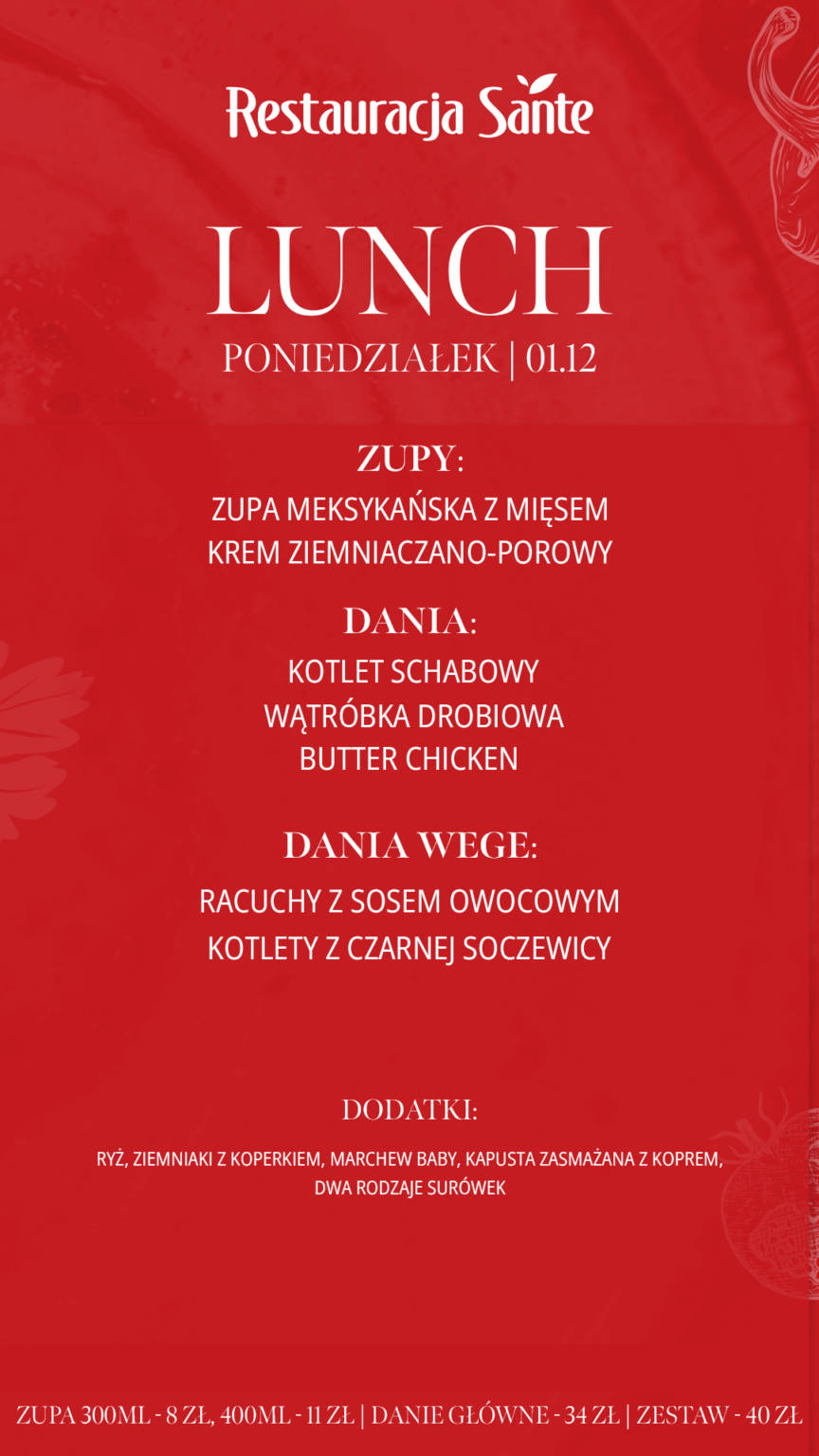 Menu - Restauracja Sante