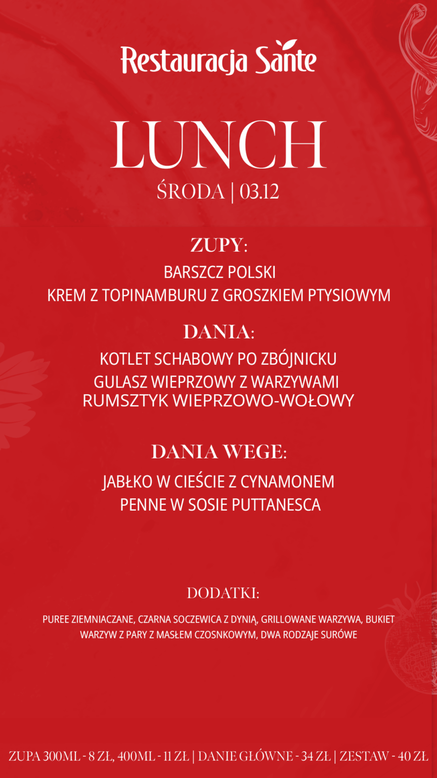 Menu - Restauracja Sante