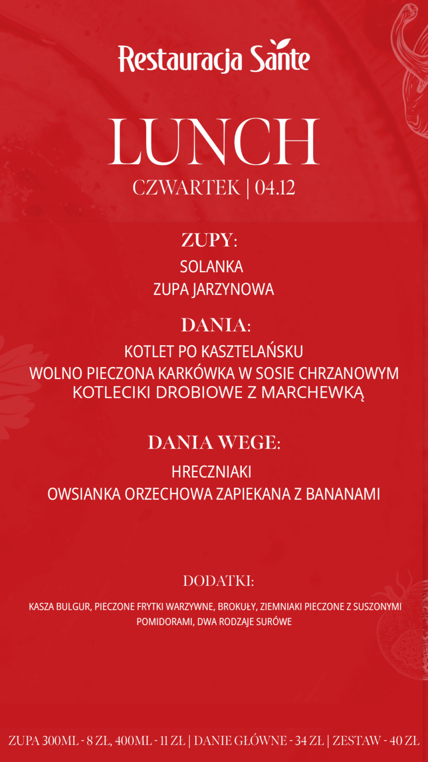 Menu - Restauracja Sante