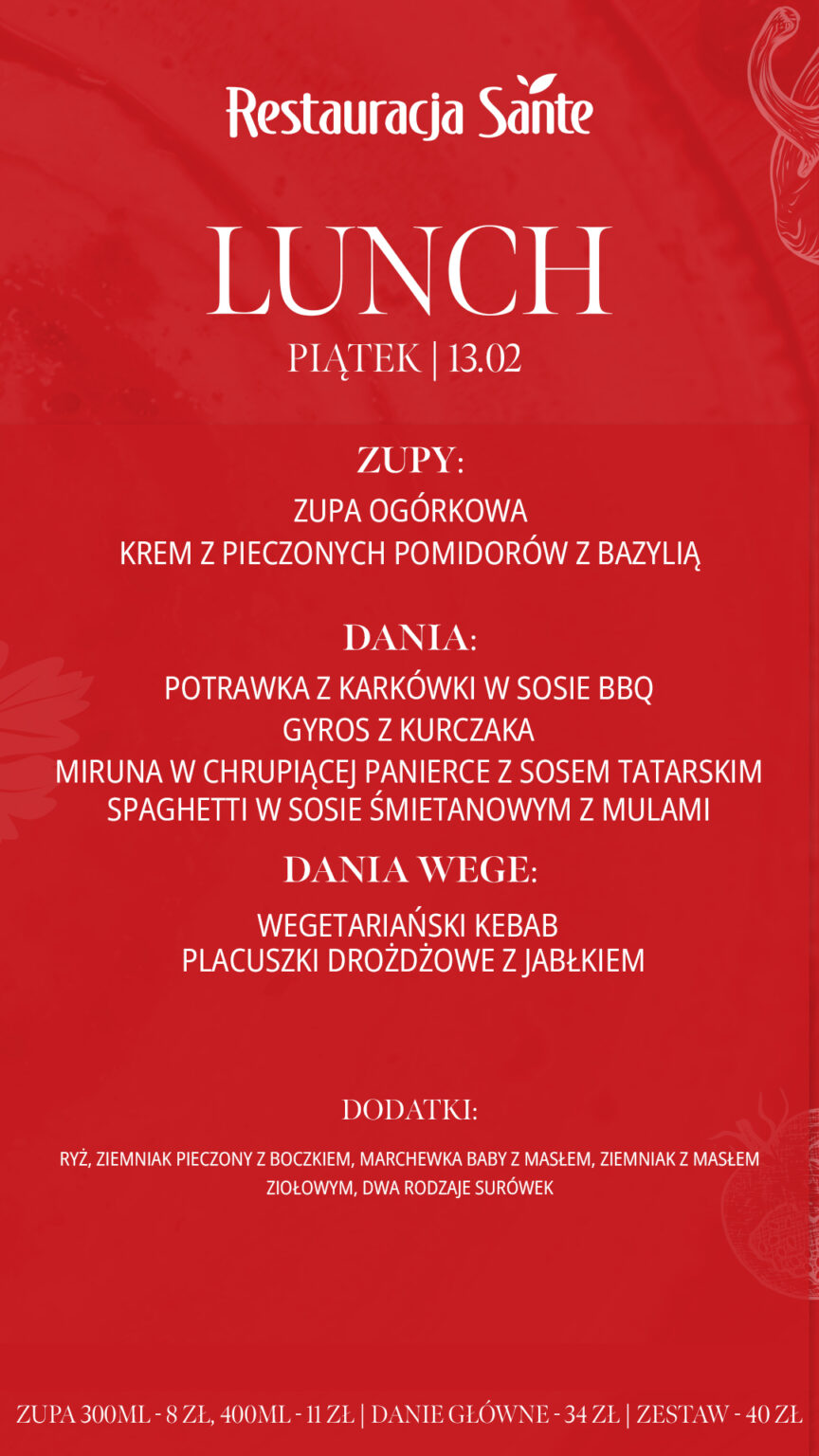 Menu - Restauracja Sante