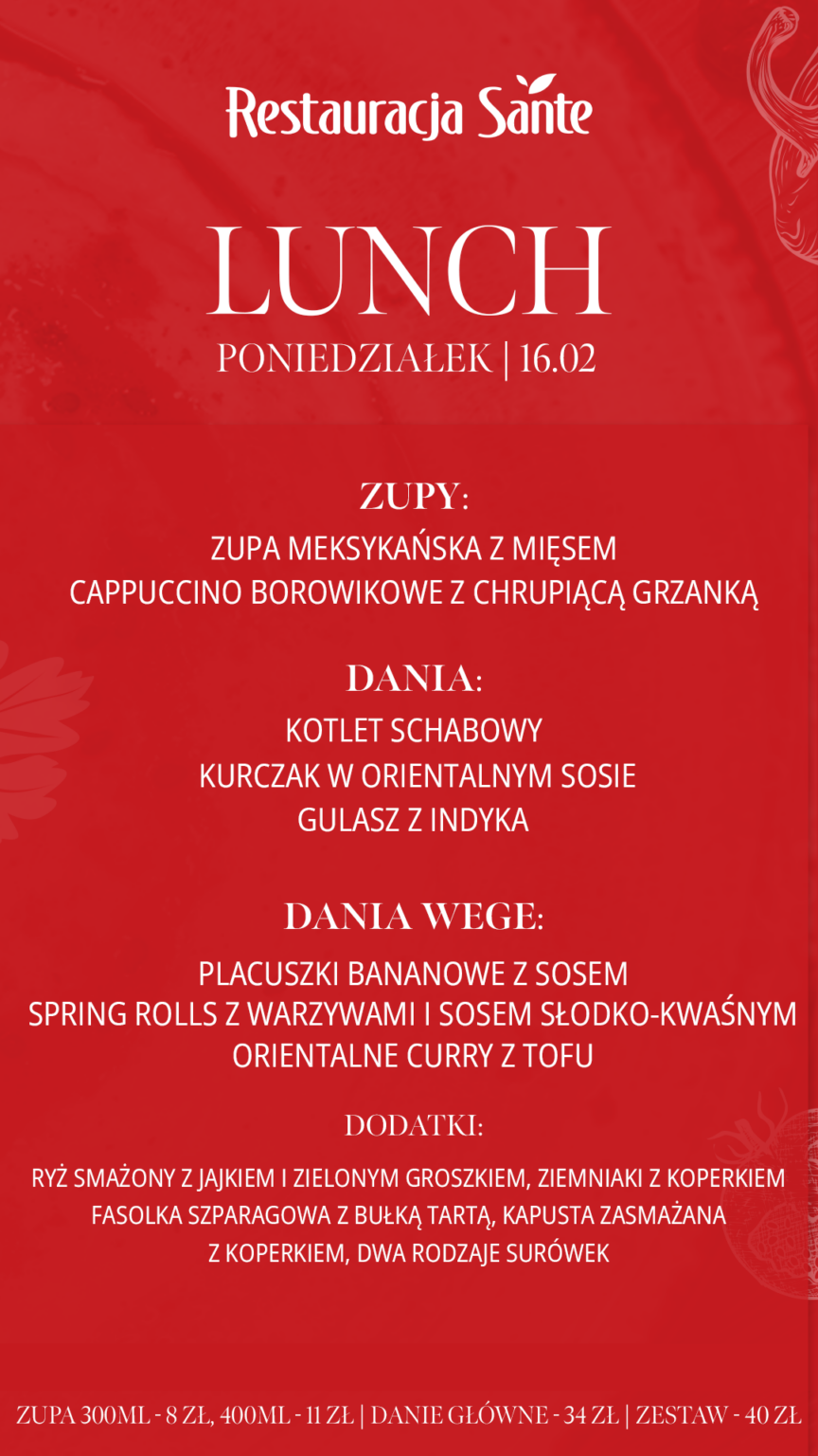 Menu - Restauracja Sante