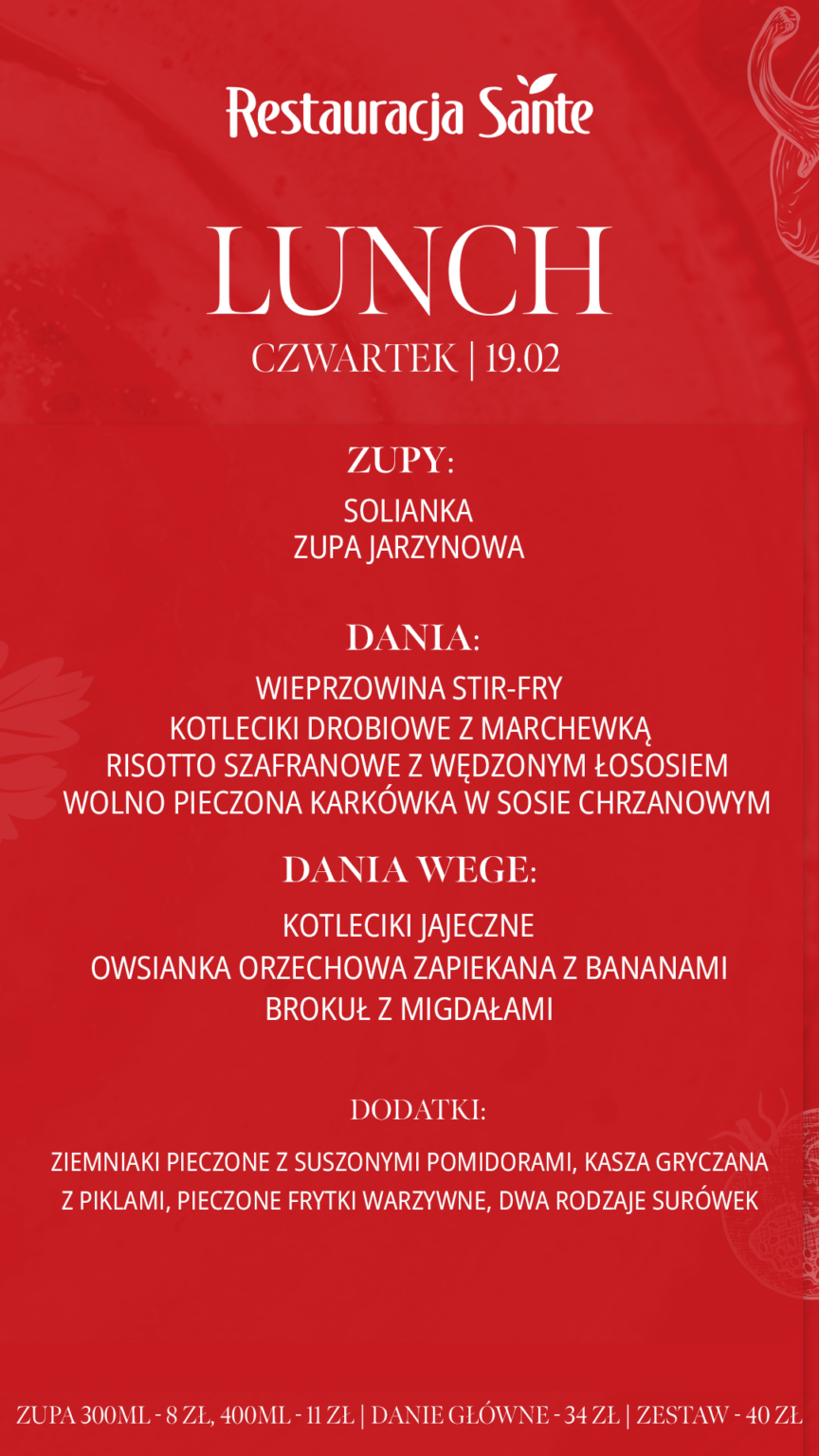 Menu - Restauracja Sante