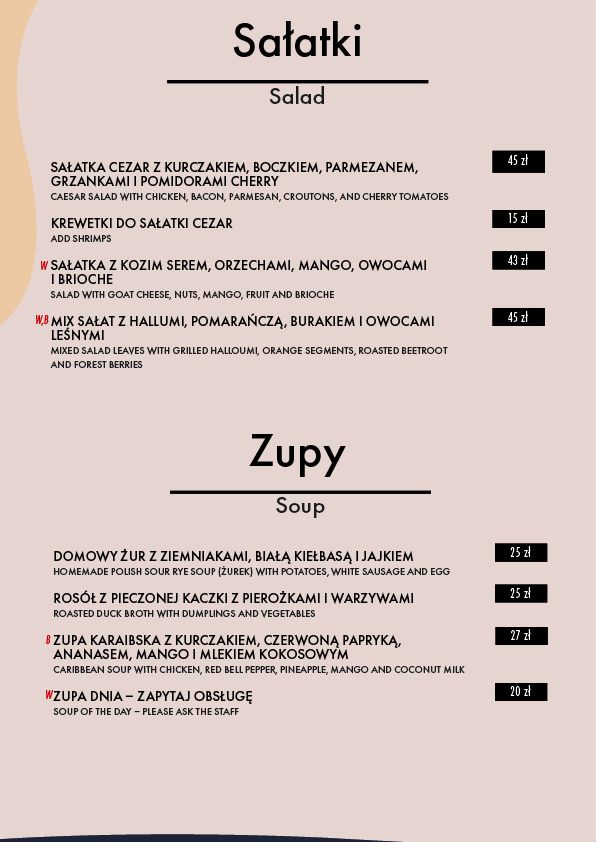 Menu - Restauracja Sante
