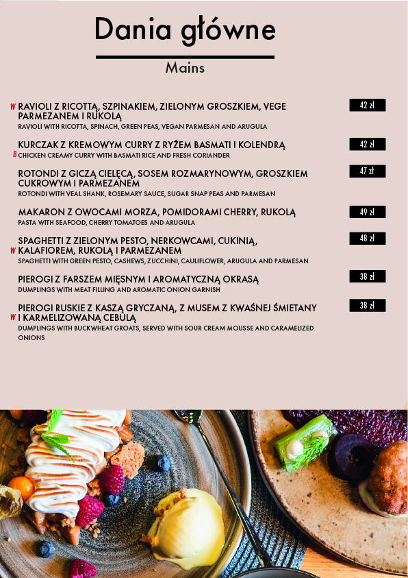 Menu - Restauracja Sante