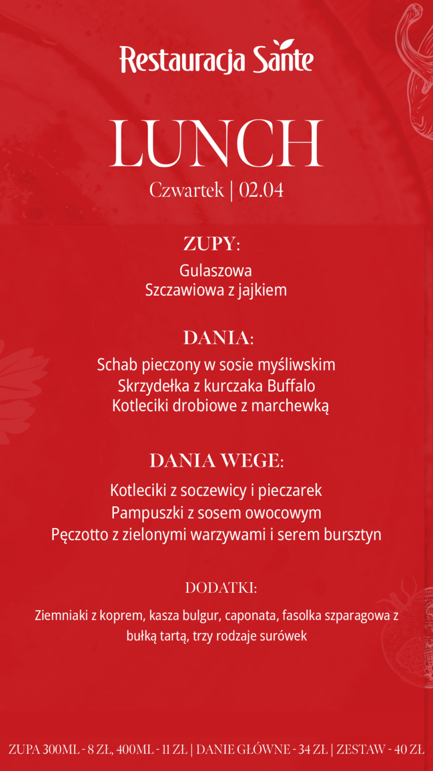 Menu - Restauracja Sante