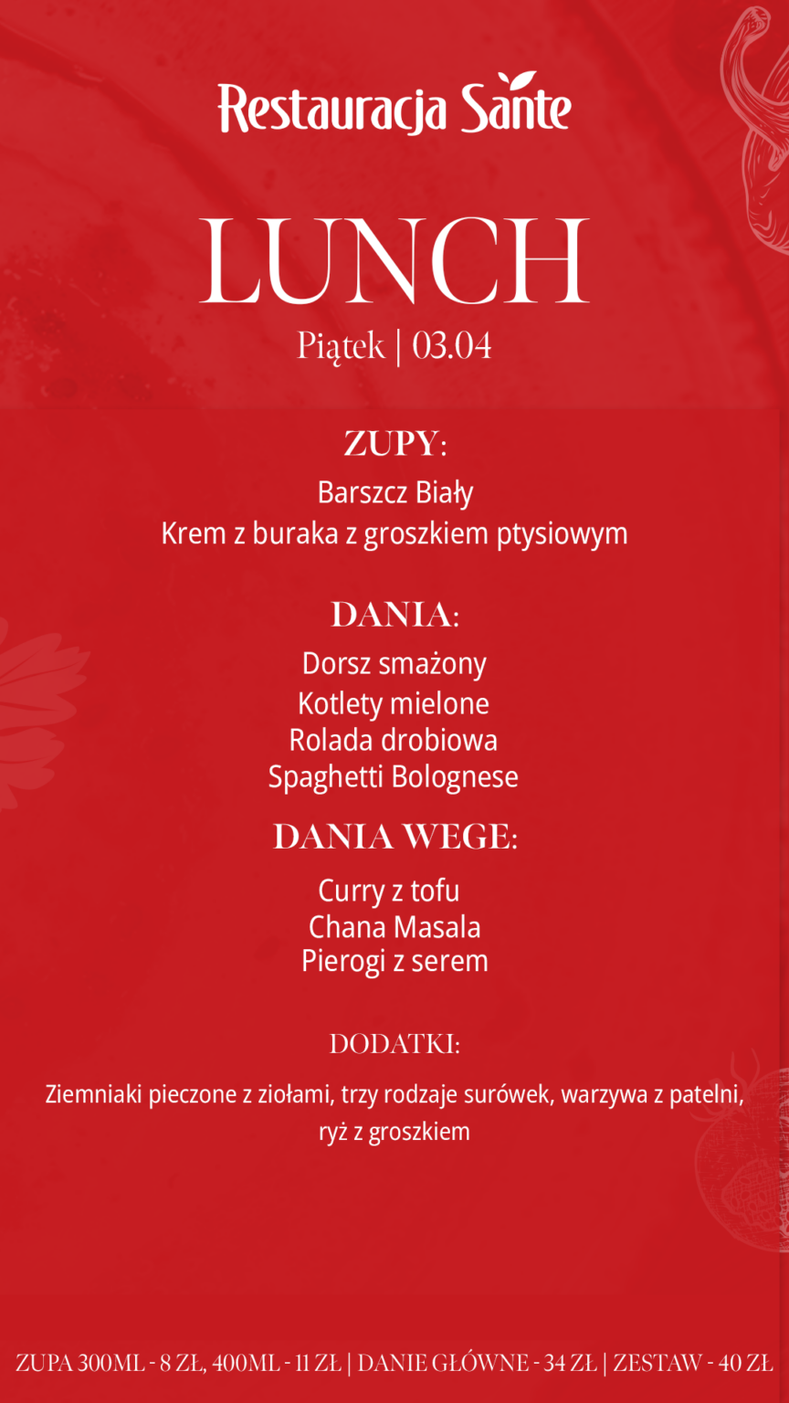 Menu - Restauracja Sante
