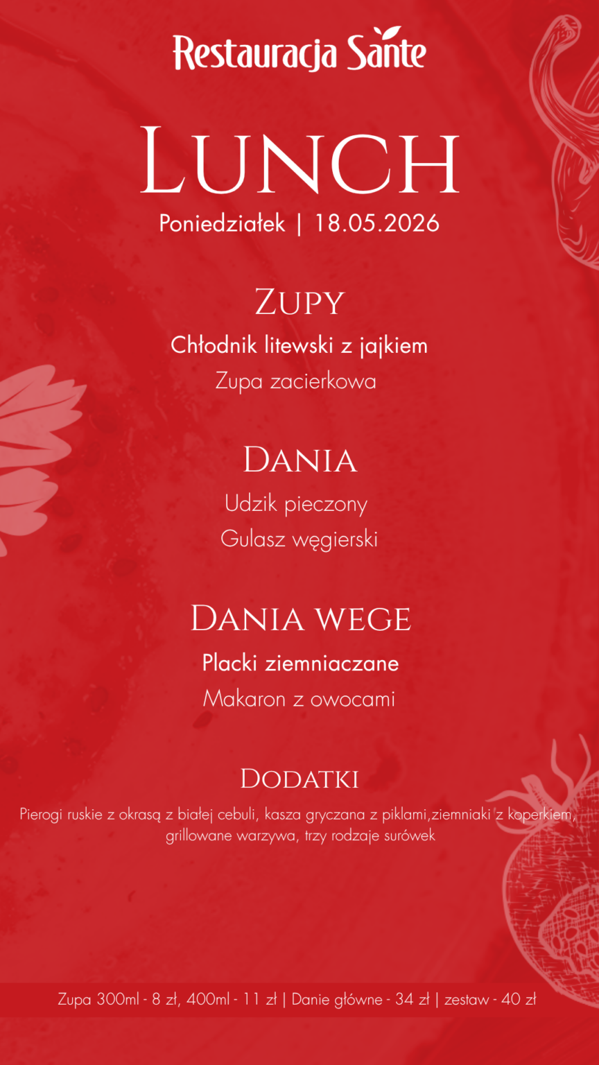 Menu - Restauracja Sante