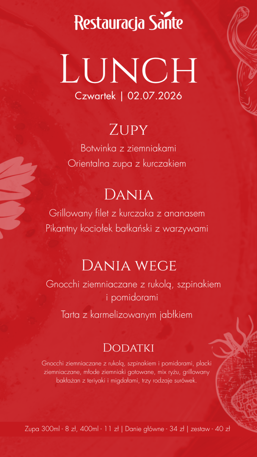 Menu - Restauracja Sante