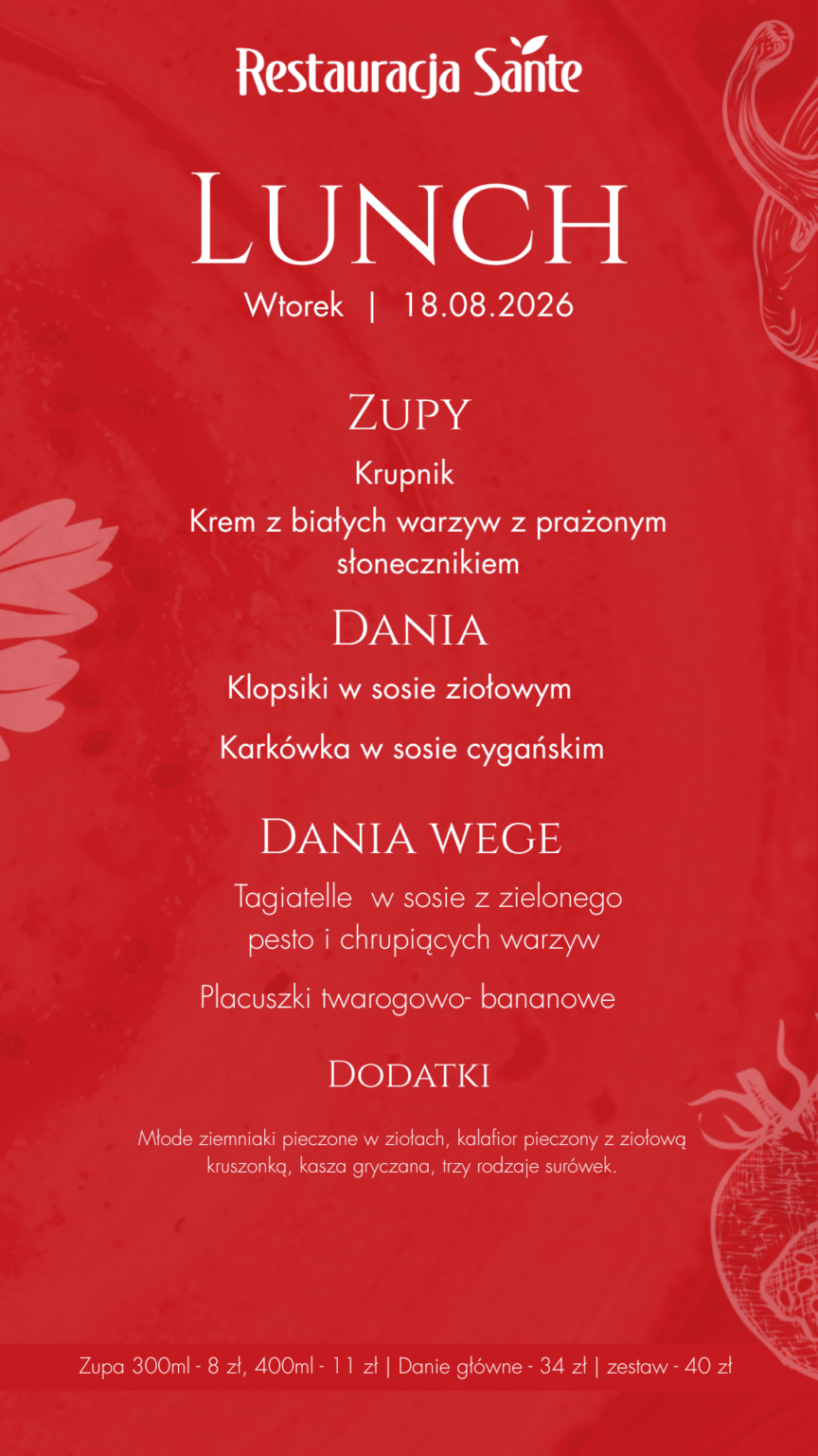 Menu - Restauracja Sante